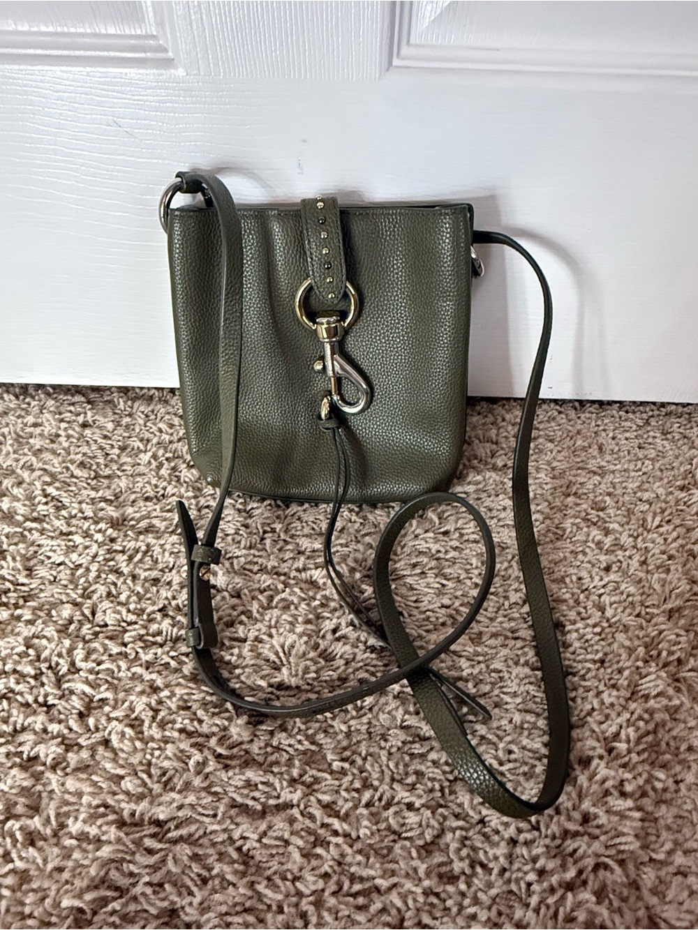 Rebecca Minkoff Olive Green Pebbled Leather Crossbody Bag